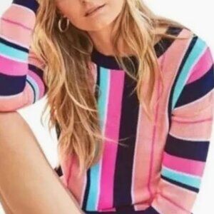 Lilly Pulitzer Daryn Sweater Women's Small Jungle Island Striped Colorful Preppy
